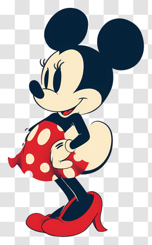 Minnie Mouse - Cartoon Mouse In Red Polka Dot Dress Transparent PNG