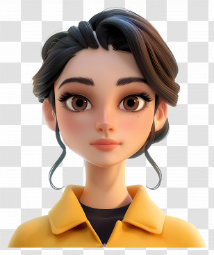 3d Woman Avatar - 3D Cartoon Girl In Yellow Outfit Transparent PNG