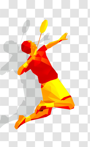 Sports - Dynamic Badminton Player Illustration In Action Pose Transparent PNG