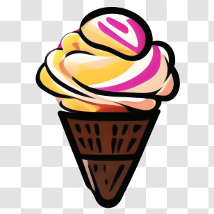 Ice Cream - Colorful Ice Cream Cone Illustration Transparent PNG