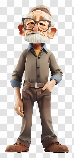 Old Man - Elderly Man Cartoon Illustration With Glasses Transparent PNG