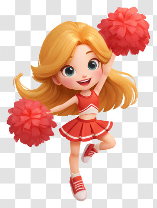 Cartoon Cheerleader Girl - Cute Cheerleader Girl Transparent PNG