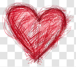 Doodle Heart - Scribbled Red Heart Drawing Transparent PNG