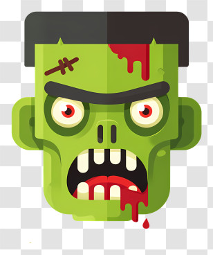 Zombie Head With Drooling Mouth - Cartoon Zombie Face Transparent PNG