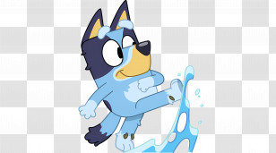 Bluey - Playful Cartoon Dog Splashing Water Transparent PNG