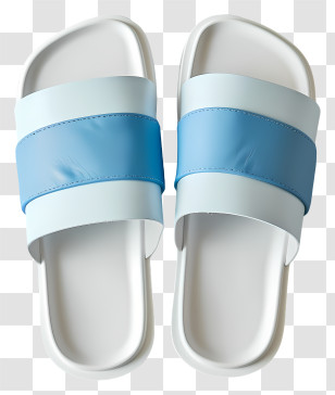Leather Sandals - Comfortable Blue And White Slippers Transparent PNG