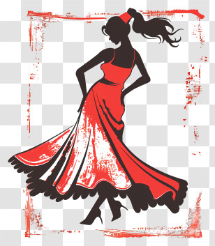Flamenco Dancing - Silhouette Of A Dancer In Red Dress Transparent PNG