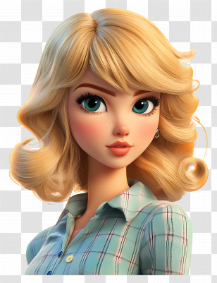 Taylor Swift - Blonde Female Cartoon Character With Curled Hair Transparent PNG