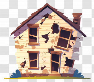 Old Weathered House - Illustration Of A Decrepit Damaged House Transparent PNG