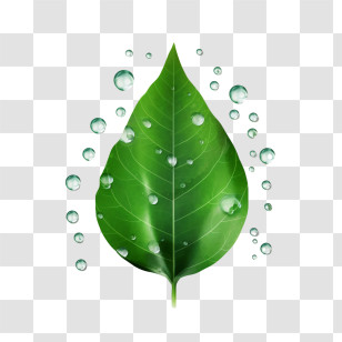 Leaf
 - Green Leaf Embellished With Water Droplets Transparent PNG