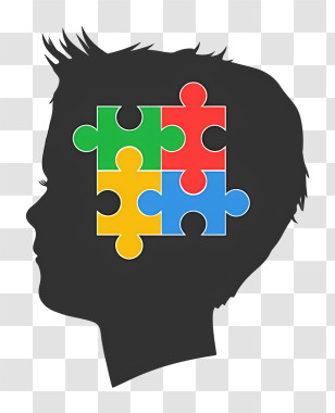 Human Mind - Puzzle Brain Symbol With Silhouette Transparent PNG