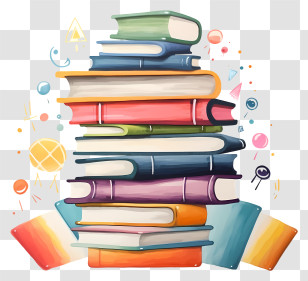 Book Covers - Colorful Stacked Books Illustration Transparent PNG
