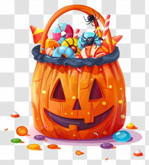 Halloween Basket - Pumpkin Candy Bucket For Halloween Transparent PNG