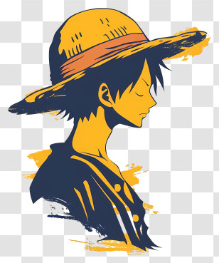 One Piece Luffy - Cartoon Character In A Yellow Straw Hat Transparent PNG
