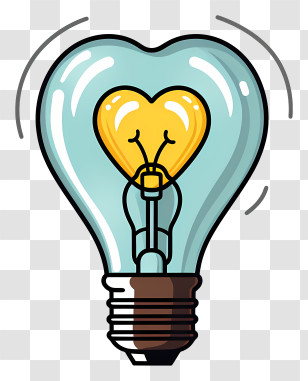 Light Bulb - Heart-Shaped Light Bulb For Creative Love Concept Transparent PNG