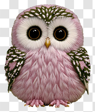 Pink Owl - Cute Pink Owl With Big Eyes Transparent PNG