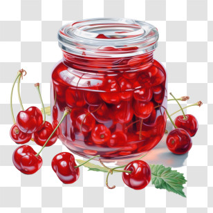 Fruit Jam - Jar Of Red Cherries Illustration Transparent PNG