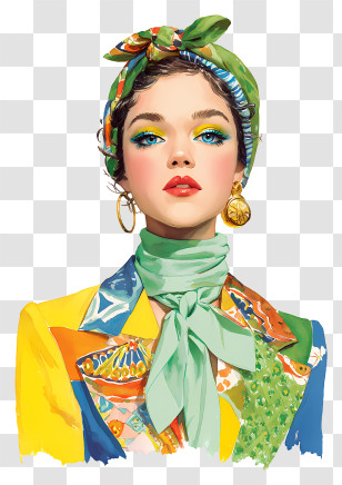 Fashion Model - Vibrant Fashion Woman Illustration Transparent PNG