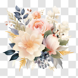 Wedding Flowers - Ivory Floral Bouquet Illustration Transparent PNG