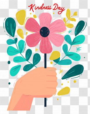 World Kindness Day - Hand Holding Pink Flower For Kindness Day Transparent PNG