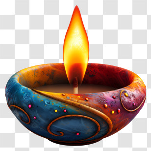 Candle - Colorful Decorative Candle With Flame Transparent PNG