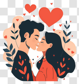 Lovers Day - Couple In Love With Heart Background Illustration Transparent PNG