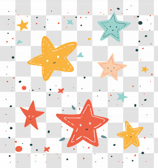 Stars - Colorful Doodle Stars Design Transparent PNG