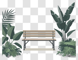 Garden Bench - Garden Bench With Greenery Transparent PNG