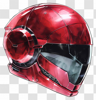 Helmet - Red Futuristic Helmet Transparent PNG