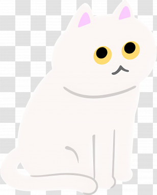 Cartoon Cat - White Cartoon Cat With Yellow Eyes Transparent PNG