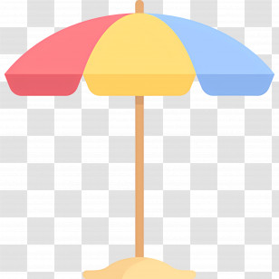 Beach Umbrella - Colorful Beach Umbrella For Summer Transparent PNG