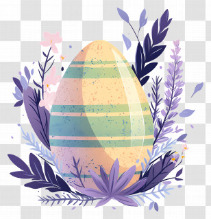 Easter Egg - Decorated Easter Egg With Floral Elements Transparent PNG