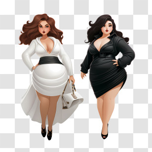 National Curves Day - Fashionable Women In Dresses Transparent PNG