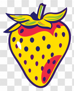 Strawberry Fruit - Bright Yellow Strawberry Cartoon Illustration Transparent PNG