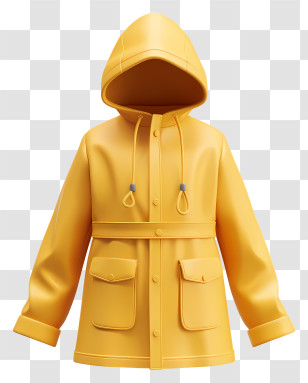 Raincoat - Yellow Raincoat With Hood Transparent PNG
