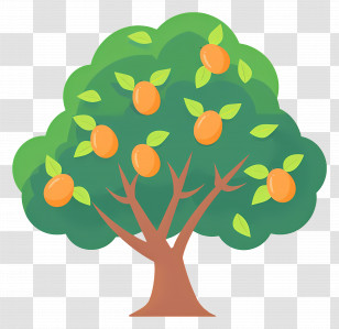 Mango Tree - Cartoon Orange Tree In Vibrant Colors Transparent PNG