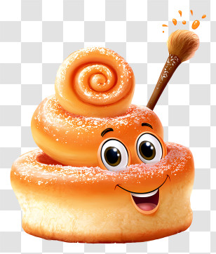 Cartoon Cinnamon Roll - Cinnamon Roll With Eyes And Brush Transparent PNG