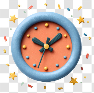 New Year Clock - Blue Clock With Colorful Dots Transparent PNG