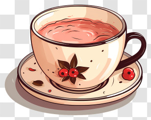 Coffee Cup - Illustrated Coffee Cup On Saucer Transparent PNG