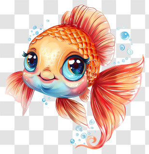 Cute Fish - Cute Goldfish Cartoon Illustration Transparent PNG
