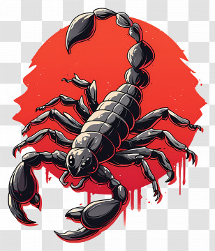 Scorpion Tattoo - Fierce Scorpion With Red Background Transparent PNG