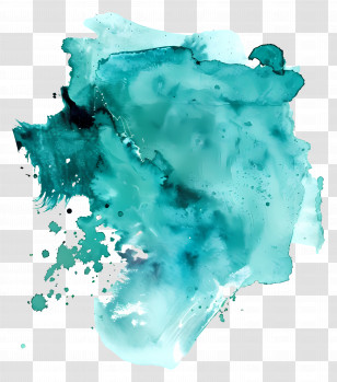 Teal Watercolor Splash - Abstract Blue Watercolor Splash Art Transparent PNG