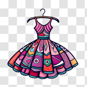 Cartoon Dress - Vibrant Patterned Dress On Hanger Transparent PNG
