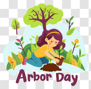 Arbor Day - Arbor Day Cartoon Illustration Of Tree Planting Transparent PNG