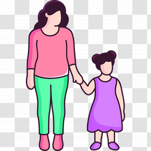 Mother And Daughter - Woman And Child Holding Hands Illustration Transparent PNG