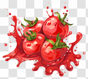 Splatter Tomato Sauce - Juicy Tomatoes With Splash Effect Transparent PNG