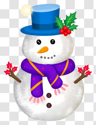 Christmas Snowman - Snowman With Blue Hat And Scarf Transparent PNG