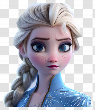 Frozen Elsa Princess - Animated Character With Braid In Blue Attire Transparent PNG