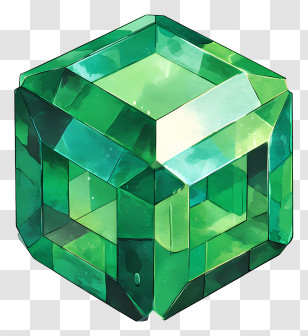 Minecraft Emerald - Green Crystal Cube Transparent PNG