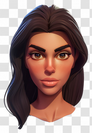 Kim Kardashian - 3D Character With Long Hair Transparent PNG